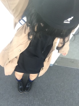 「スウェットワンピース」｜「アイテム（モッズコート）」を使った、あややさん（レディース・158cm）の秋コーディネート