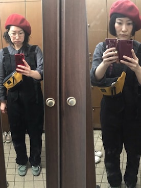 「Johnbull Private labo（ジョンブルプライベートラボ）のアイテム（サロペット/オーバーオール）」を使った、Sasaやんさん（レディース・163cm）の秋コーディネート