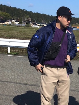 「FILA（フィラ）のアイテム（ブルゾン）」を使った、もーさん（メンズ・176cm）の春コーディネート