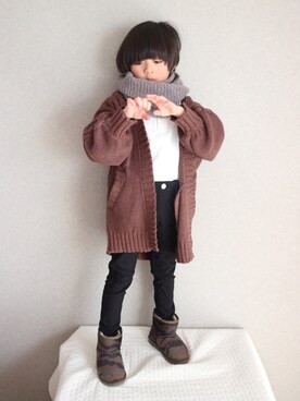 「前髪ぱっつん」｜Su,Um,Riさん（キッズ・110cm）の冬コーディネート
