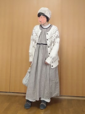 「カジュアルダウン」｜「アイテム（ワンピース/ドレス）」を使った、とんピン♪さん（レディース・158cm）の冬コーディネート