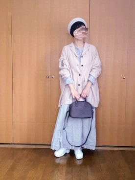 「アイテム（その他アウター、ピンク系）」を使った、とんピン♪さん（レディース・158cm）の春コーディネート