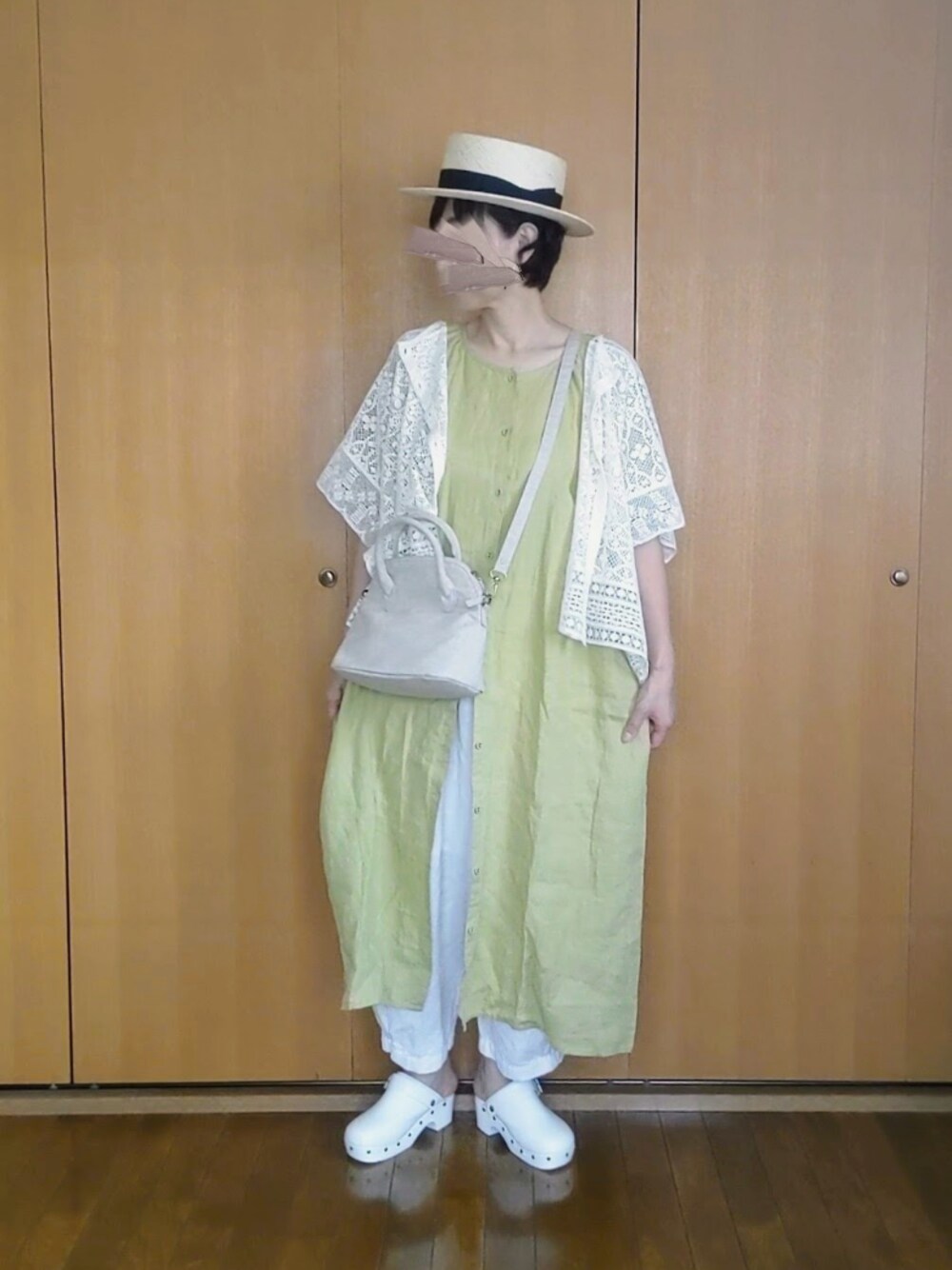 サマンサモスモス★ リネン*前後着*シンプル前開きワンピース＊羽織にも＊難あり サマンサ モスモス Samansa Mos2 リネン混前後着ワンピース