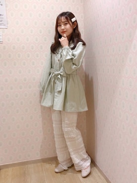 「レースパンツ」｜「アイテム（ブルゾン）」を使った、tさん（レディース・153cm）の春コーディネート