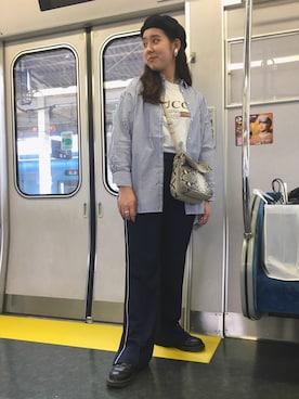 「ジャージーパンツ」｜「アイテム（ブーツ）」を使った、cfmさん（レディース・159cm）の秋コーディネート