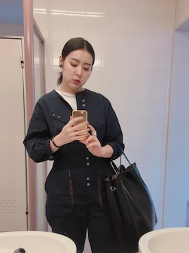 「ROKU」｜「アイテム（オールインワン・サロペット）」を使った、cfmさん（レディース・159cm）の秋コーディネート