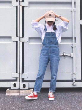 「UNIQLO（ユニクロ）のアイテム（シャツ/ブラウス、ホワイト系）」を使った、えりさんさん（レディース）の春コーディネート