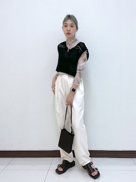 「PBLIM（ページボーイリム）の【PAGEBOYLIM】シアータートルインナー（Tシャツ/カットソー）」を使った、anninさん（レディース・152cm）の夏コーディネート