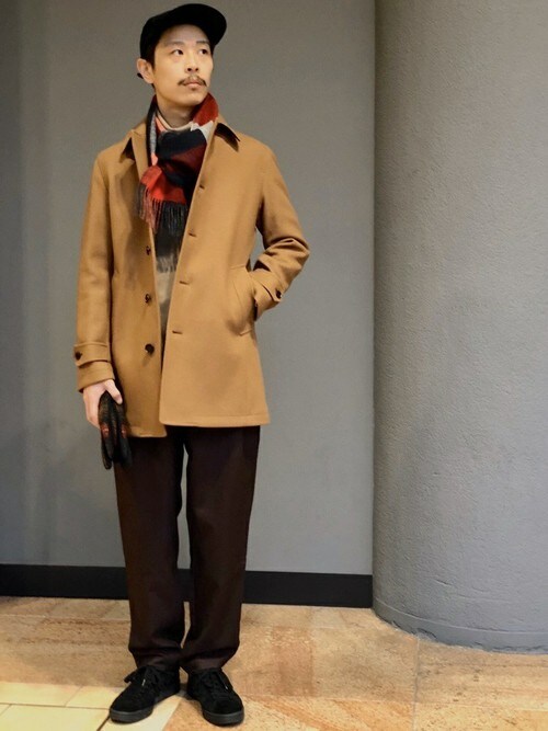 【美品】SHIPS super140's ウール　シングルピーコート SC： スーパー140'S 100％WOOL メルトン シングル