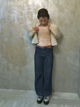 「miu miu（ミュウミュウ）のアイテム（パンツ）」を使った、リンコさん（レディース・153cm）の冬コーディネート