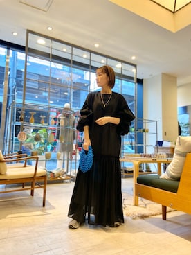 「iIのアイテム（ワンピース、ブラック系）」を使った、minamiさん（レディース・156cm）の冬コーディネート