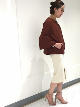 「Noble（ノーブル）のアイテム（ノーカラージャケット）」を使った、aiさん（レディース・164cm）の秋コーディネート