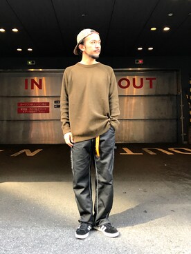 「Guess（ゲス）のアイテム（ニットキャップ/ビーニー）」を使った、RYOさん（メンズ・173cm）の秋コーディネート