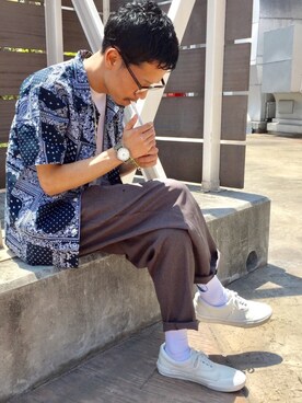 「NAVAL（ナバル）のアイテム」を使った、TAKUMIさん（メンズ・174cm）の春コーディネート