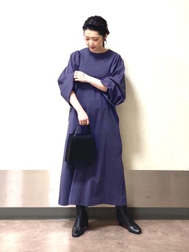 「パープル×黒」｜「アイテム（ワンピース/ドレス）」を使った、かおぽ  さん（レディース・159cm）の夏コーディネート