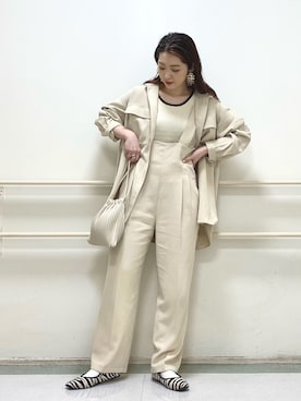 「ビッグシャツ」｜「アイテム（オールインワン・サロペット）」を使った、かおぽ  さん（レディース・159cm）の冬コーディネート
