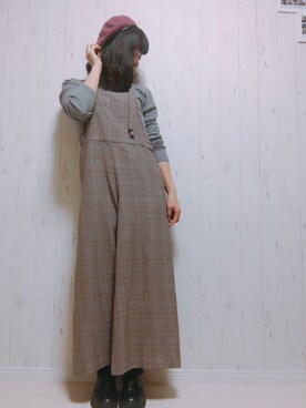 「INGNI（イング）のアイテム（オールインワン・サロペット）」を使った、HYRさん（レディース・158cm）の秋コーディネート