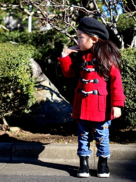 「COMME CA ISM（コムサイズム）のアイテム（ダッフルコート）」を使った、Aimi&Ulalaさん（キッズ・90cm）の冬コーディネート