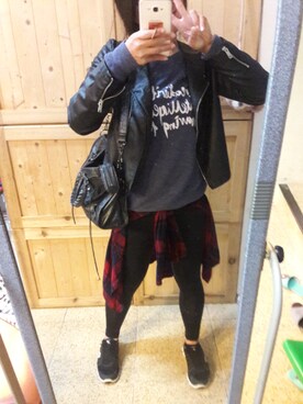 「PULL&BEAR（プルアンドベア）のアイテム（ブルゾン）」を使った、Bigfacemingyaoさん（レディース・163cm）の冬コーディネート