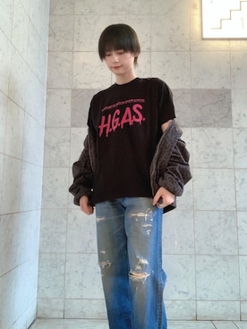 「半袖シャツ」｜「アイテム（その他アウター）」を使った、コウサカ(ヒステリックグラマー仙台店)さん（メンズ・171cm）の春コーディネート