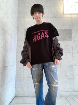 「半袖シャツ」｜「アイテム（その他アウター）」を使った、コウサカ(ヒステリックグラマー仙台店)さん（メンズ・171cm）の春コーディネート