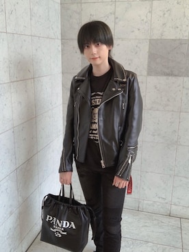 「HYSTERIC GLAMOUR（ヒステリックグラマー）のアイテム（ライダースジャケット）」を使った、コウサカ(ヒステリックグラマー仙台店)さん（メンズ・171cm）の春コーディネート