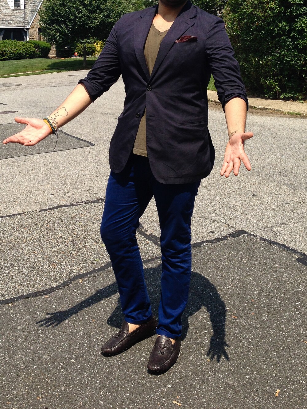 「blazer、CUSTOM、flats、GAP、handmade、Louis Vuitton、menswear、OSTRICH、pants、PRADA」｜Guy Viteriさん（メンズ）の夏コーディネートの1枚目の写真