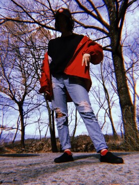 「RETRO GIRL（レトロガール）のアイテム（キャップ）」を使った、mochaさん（レディース・160cm）の冬コーディネート