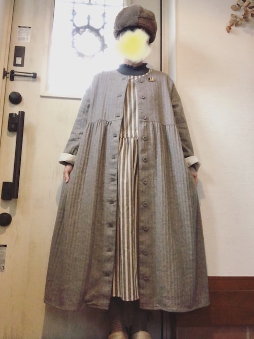 ロングコート 最終サマンサモスモス☆ヘリンボーンウール混コート