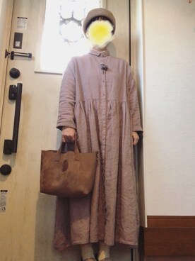 「くすみピンク」｜「アイテム（ハンチング/ベレー帽）」を使った、tomnyanさん（レディース・156cm）の冬コーディネート