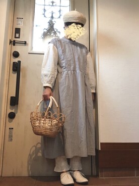 「サックスブルー」｜「アイテム（ハンチング/ベレー帽）」を使った、tomnyanさん（レディース・156cm）の春コーディネート