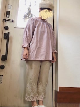 「くすみピンク」｜「アイテム（ハンチング/ベレー帽）」を使った、tomnyanさん（レディース・156cm）の春コーディネート