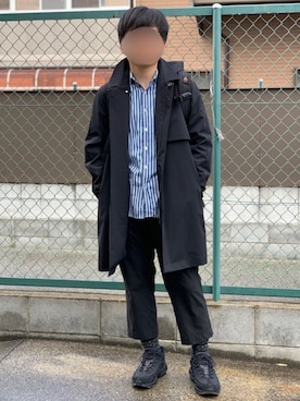 「ナイキ」｜「アイテム（ステンカラーコート）」を使った、Ryuuuuさん（メンズ・163cm）の春コーディネート