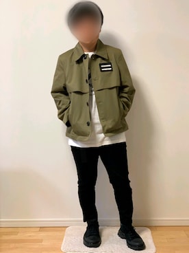 「カーキアウター」｜「アイテム（トレンチコート）」を使った、Ryuuuuさん（メンズ・163cm）の春コーディネート
