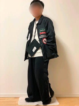 「ジャージーパンツ」｜「アイテム（ナイロンジャケット）」を使った、Ryuuuuさん（メンズ・163cm）の春コーディネート