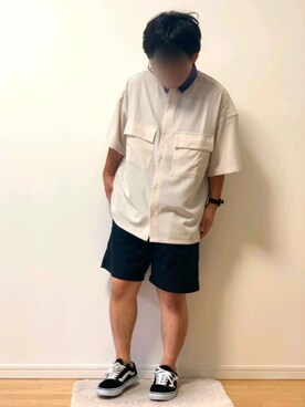 Ryuuuuさんの「ブライトポプリンリラックスレギュラーカラーオーバーCPOシャツ 1/2 sleeve(EMMA CLOTHES)」を使ったコーディネート