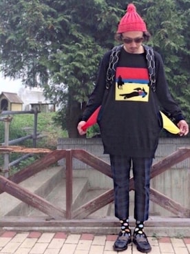 「黒リュック」｜「アイテム（スラックス）」を使った、®️oomさん（メンズ・170cm）の春コーディネート