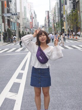 「cepo（セポ）のリップストップナイロンミニショルダー（ショルダーバッグ、ブラック系）」を使った、s a k iさん（レディース・165cm）の秋コーディネート