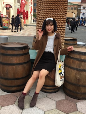 「ehka sopo（エヘカソポ）のアイテム（チェスターコート）」を使った、s a k iさん（レディース・165cm）の冬コーディネート