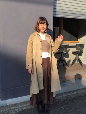 「cepo（セポ）のアイテム（ステンカラーコート）」を使った、s a k iさん（レディース・165cm）の春コーディネート