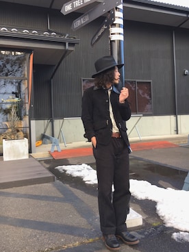 「OLD JOE & CO.（オールドジョーアンドコー）のアイテム（スラックス）」を使った、ワタさん（メンズ・170cm）の冬コーディネート