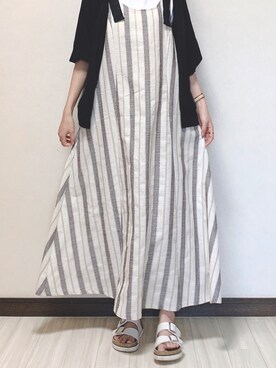 「Bou Jeloud（ブージュルード）のアイテム（ジャンパースカート）」を使った、oppiiさん（レディース・157cm）の夏コーディネート