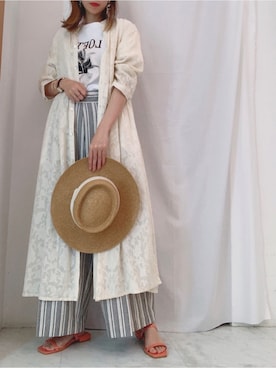 「Bou Jeloud（ブージュルード）のアイテム（帽子）」を使った、oppiiさん（レディース・157cm）の夏コーディネート