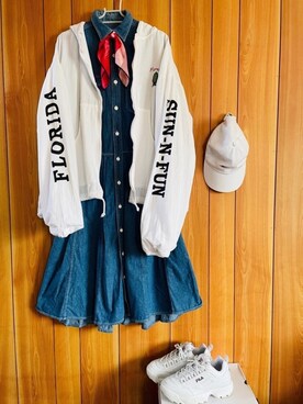 「BEAMS BOY（ビームスボーイ）のアイテム（シャツワンピース）」を使った、たいさんさん（レディース・153cm）の春コーディネート
