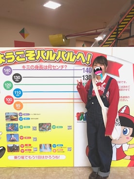 「遊園地」｜「アイテム（オールインワン・サロペット）」を使った、こなこなこさん（レディース・155cm）の春コーディネート