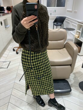 「チドリ柄」｜「アイテム（スカート）」を使った、yana.♡さん（レディース・156cm）の冬コーディネート