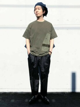 「uncut bound」｜「アイテム（ハンチング/ベレー帽）」を使った、MASAKIさん（メンズ・172cm）の春コーディネート