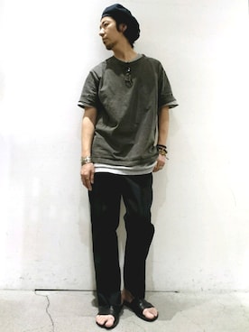 「uncut bound」｜「アイテム（ハンチング/ベレー帽）」を使った、MASAKIさん（メンズ・172cm）の夏コーディネート