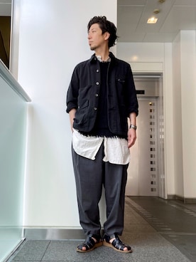 「HAVERSACK（ハバーザック）のアイテム（パンツ）」を使った、MASAKIさん（メンズ・172cm）の夏コーディネート
