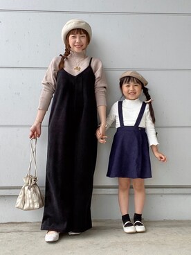 「Bee des Bee（ビーデスビー）のアイテム（オールインワン・サロペット）」を使った、𝚈𝚞𝚖𝚒さん（レディース・150cm）の秋コーディネート